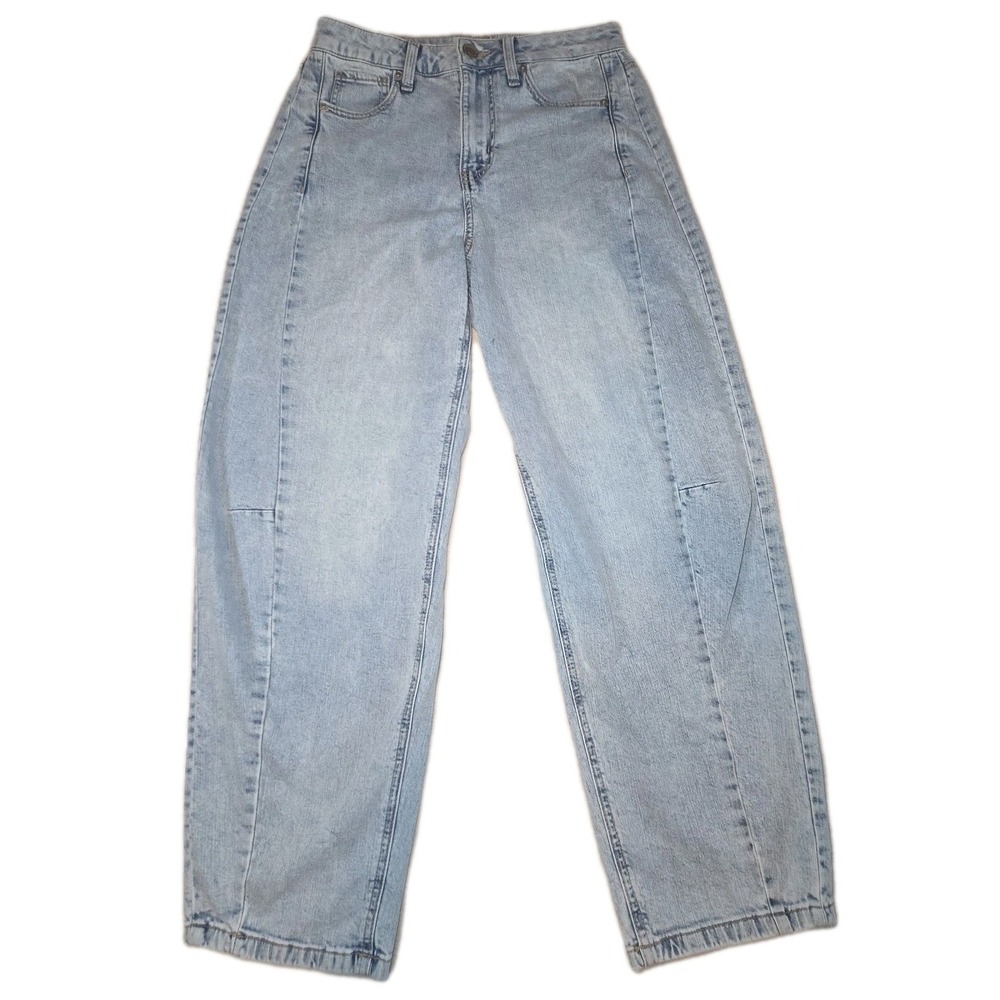 SO High Rise Barrel Jeans Womens Juniors 7/28 Light Blue Denim Retro Mom Y2K